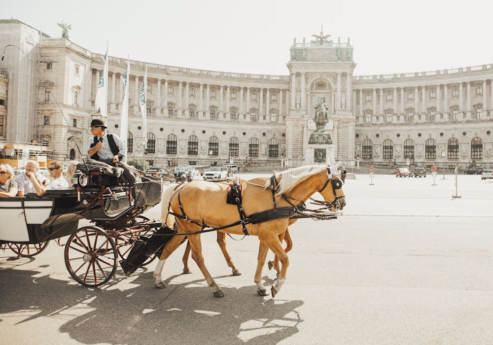 Konj i kočija voze turiste u Beču
