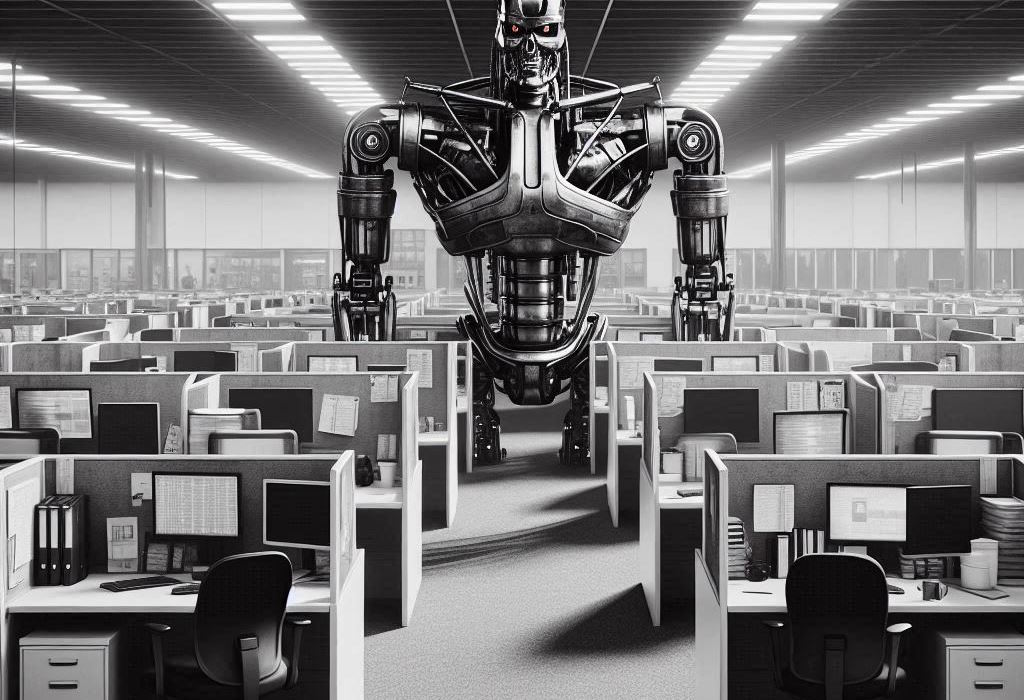 Robot u uredu - umjetnička ilustracija