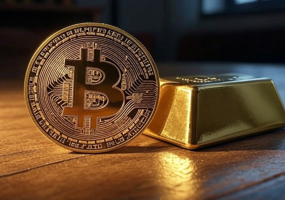 Bitcoin vs Zlato, umjetnička ilustracija